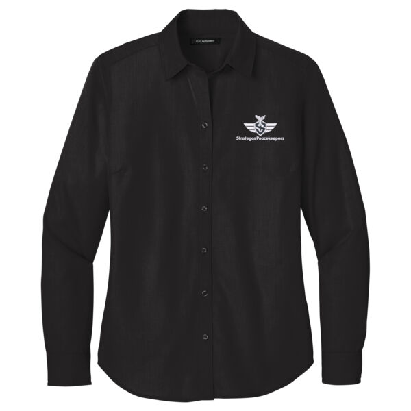 Embroidered Strategos Peacekeepers - Women's Long Sleeve Nailhead Easy Care Shirt Thumbnail