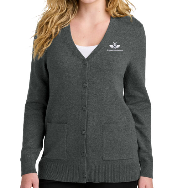 Embroidered Strategos Peacekeepers - Women's Easy Care Button Up Cardigan Sweater Thumbnail