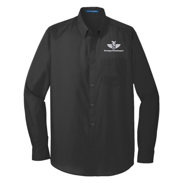 Embroidered Strategos Peacekeepers - Long Sleeve Carefree Poplin Shirt Thumbnail
