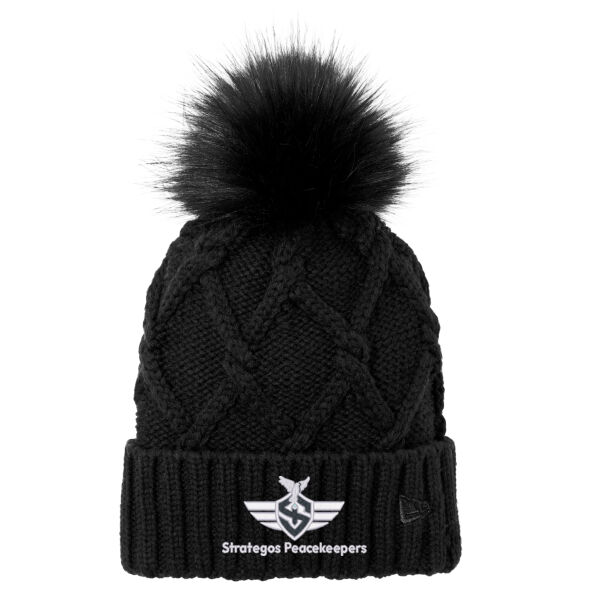 Embroidered Strategos Peacekeepers - Faux Fur Pom Beanie Thumbnail