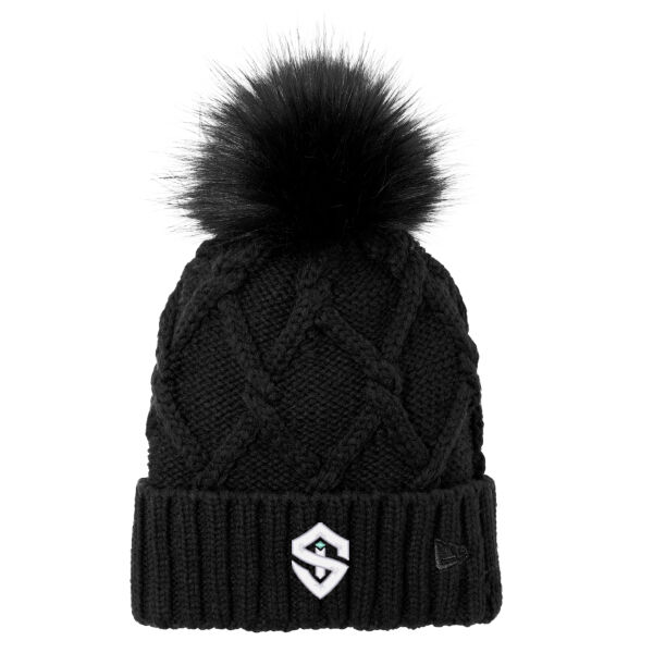 Embroidered Strategos Main - Faux Fur Pom Beanie Thumbnail