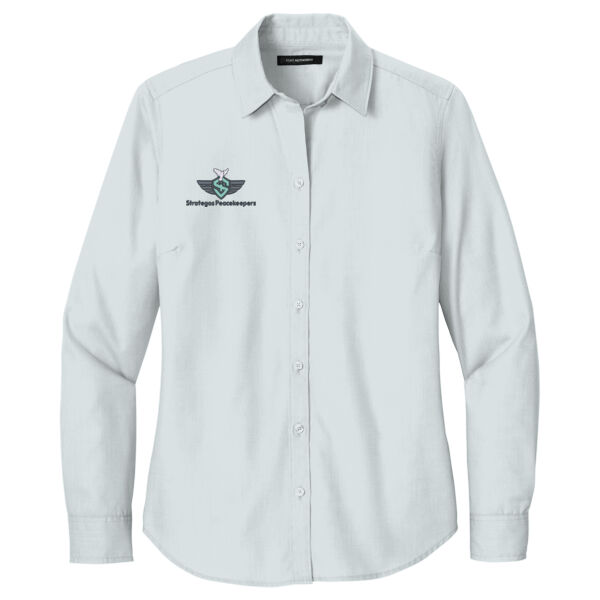 Embroidered Strategos Peacekeepers - Women's Long Sleeve Nailhead Easy Care Shirt Thumbnail
