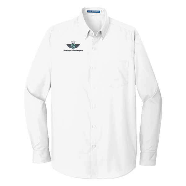 Embroidered Strategos Peacekeepers - Long Sleeve Carefree Poplin Shirt Thumbnail