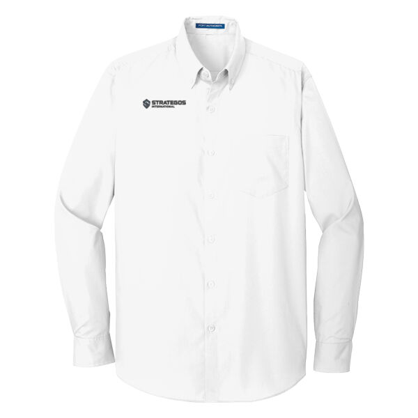Embroidered Strategos Main - Long Sleeve Carefree Poplin Shirt Thumbnail